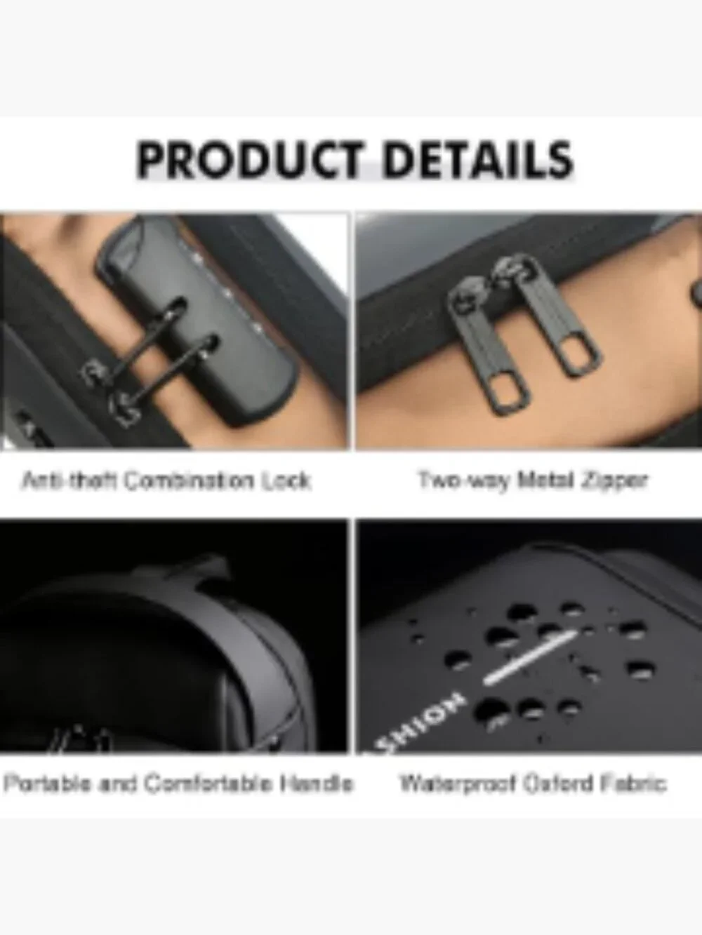 Anti-Theft USB Crossbody Sling Backpack Waterproof PU Leather